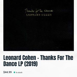 Thanks for the dance Leonard Cohen disque vinyl lp brand new in package